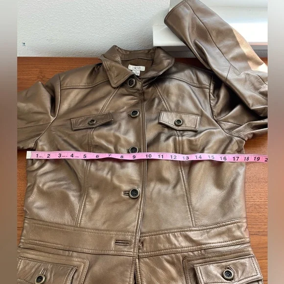 Vintage Cache Metallic Bronze Leather Jacket size 8 Y2K 90s - Picture 10 of 12